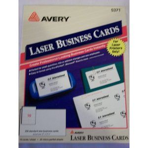 Avery 5371 Laser Business Cards 2"X3.5" Micro-perfed sheets 19 Sheets 190 Cards